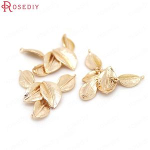 (34344)4Pcs 34*19Mm 24K Champagne Goud Kleur Messing Sluit Tree Leaf Bedels Hangers Sieraden bevindingen Accessoires