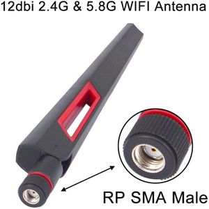 12 Dbi Dual Band Wifi Antenne 2.4G 5G 5.8G Rp Sma Male/Sma Mannelijke Universele Antennes versterker Wlan Router Antenne Booster