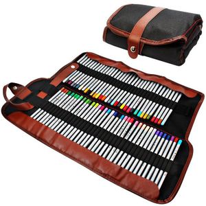 Potlood Houder, 72 Diverse Gekleurde Potloden Organizer, roll Up Wasbaar Canvas Potlood Tas Voor School Office Art Ect.