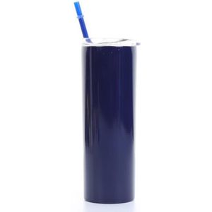 20oz Skinny Tumbler Bier Cup Met Deksel Stro Skinny Wijn Cup Dubbele Wand Vacuüm Geïsoleerde Mok Roestvrij Staal Slanke thermosfles