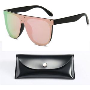 Mode Unieke Spiegel Vierkante Zonnebril Vrouwen Mannen Oversized Reflecterende Roze Bril Vrouwelijke Brillen UV400