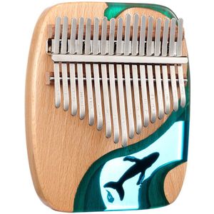 17 Toetsen Kalimba Muziekinstrument Beukenhout Blauwe Oceaan Walvis Duim Vinger Piano Mbira Instrument