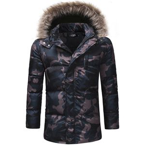 Mannen Mode Medium Lange Winter Losse Verdikking Down Katoen Camouflage Casual Rits Jas Jas