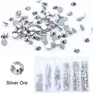 1440 Stuks Wit Ab Nail Art Strass Platte Achterkant Goud Zilver Nail Stones 3D Crystal Shiny Glitter Strass Nail Art decoratie JI025