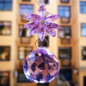 Top 3Pcs Lilac Crystal Diy Suncatcher Facet Ball Met Kroonluchter Kralen Hanger Voor Kerstboom Opknoping Decoratie