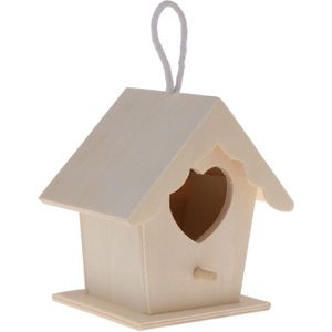 Vogelnest Natuurlijke Houten Huis Diy Creatieve Hartvormige Papegaai Parkiet Opknoping