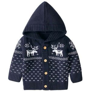 Pasgeboren Jongen Baby Meisje Gebreide Jas Hoodies Vest Kerst Kleding Winter Warm Deer Hooded Trui Uitloper