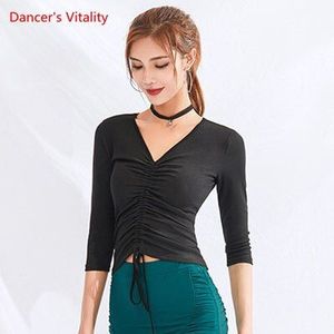 Latin Dance Oefening Kleding Lange Mouwen Tops Vrouwelijke Volwassen Temperament Concurrentie Prestaties Kleding Shirt