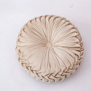 Handgemaakte Geplooide Wiel Pompoen Zitkussen - Fluwelen Stof - Ronde Kussen