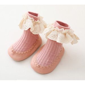 Baby Girls Ruffle Socks With Rubber Soles Infant Sock Newborn Autumn Children Floor Lace Flowers Shoes Anti Slip Soft Sole Sock