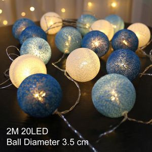 2M 20 Led Katoen Guirlande Ballen Lights String Kerst Pasen Outdoor Opknoping Party Baby Kinderkamer Bed Fairy Lights decoraties