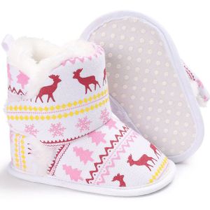 4 Sets/partij Xmas Baby Winter Huis Schoenen Baby Enkellaarsjes Bont Kerst Elanden Indoor Sokken Laarzen Warm Contton Pluche
