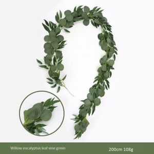 Kunstmatige Eucalyptus Guirlande Faux Zijde Eucalyptus Wijnstokken Handgemaakte Guirlande Bladeren Greenery Wedding Achtergrond Arch Muur Decor