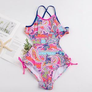 2 Kleuren Retro Stijl Tiener Meisjes Badmode Bandage Kinderen Badpak Gesmolten Kids Een Stuk Badpakken Badpak Monokini