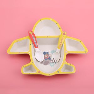 1 Set Vliegtuigen Keramiek Baby Leren Gerechten Babyvoeding Diner Borden Pallet + Vork + Lepel Kindje Servies