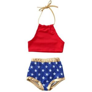 Imcute Mode 4th Juli Kids Baby Meisjes Badmode Rode Sling + Ster Shorts Bikini Tankini Badpak badpak