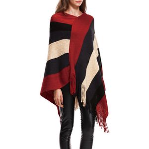 Vrouwen Truien en Pullovers Gestreepte Gebreide Trui Herfst Winter Mode Mantel Batwing Mouw Kwastje Dames Truien