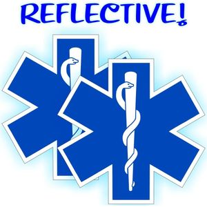 Voor (2) REFLECTERENDE Ster van Leven Hard Hat Stickers Fire Rescue Helm Paramedicus EMT CPR AED Ehbo Verpleegster RN DMT