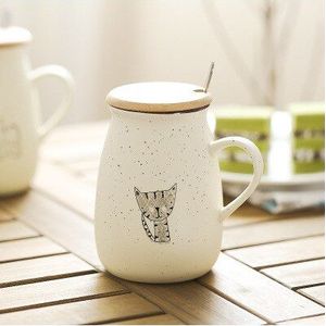 500Ml Kitten Mok, Keramische Tea Cups Mokken Met Deksel Lepel, unieke Cartoon Paar Koffie Mokken Melk Cup