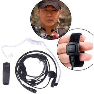 2Pin Ptt Keel Mic Covert Akoestische Buis Oortelefoon Headset Voor Baofeng UV-5R Zwart Afstandsbediening Microfoon Met Push-To-talk Knop