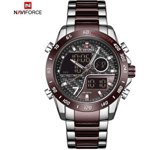 Naviforce Heren Horloges Analoge Led Digitale Quartz Dual Display Horloge Mannen Mode Sport Chronograaf Waterdicht Horloge