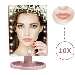 Vergrootglas Make-Up Spiegel Met Led Licht 360 Graden Rotatie Dubbelzijdig Metalen Desktop Cosmetische Vanity Voor Valentijnsdag