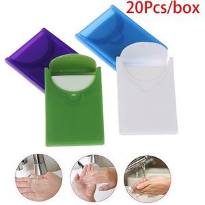 20 Pcs Reizen Zeep Papier Wassen Hand Bath Schoon Scented Slice Sheets 20 Stuks Wegwerp Boxe Zeep Draagbare Mini Papier zeep
