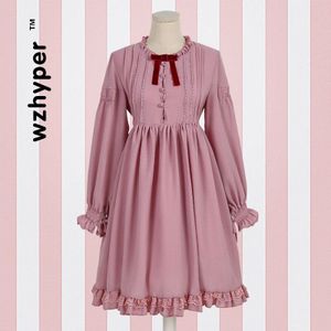 Lolita Gothic Cosplay Dress Japanse Zachte Zus Retro Verstoorde Leuke Hoge Hals Kant Lantaarn Mouw Kraag Lange Mouw Jurken