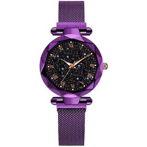 Vrouwen Luxe Sterrenhemel Horloges Magnetische Magneet Gesp Quartz Klok Geometrische Oppervlak Vrouwelijke Lichtgevende Armband Horloges