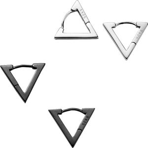 Xiha 925 Sterling Zilver Huggie Kleine Hoepel Oorbellen Voor Vrouwen Meisjes Tieners Black Geometrische Driehoek Oorbellen Sieraden