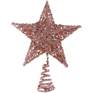 20Cm Kerstboom Iron Star Topper Glinsterende Kerstboom Decoratie Ornamenten Glitter Kerstboom Top Ster (Rose Goud)