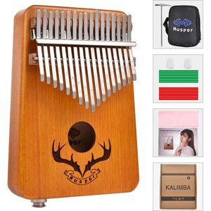 17 Toetsen Kalimba Duim Piano Hoge Hout Mahonie Body Muziekinstrument Met Leren Boek Tune Hamer Voor Beginner