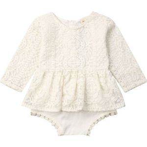 0-24M Pasgeboren Baby Meisjes Bodysuits Herfst Kleding Bloem Kant Lange Mouw Romper Jurk Bodysuit Outfits