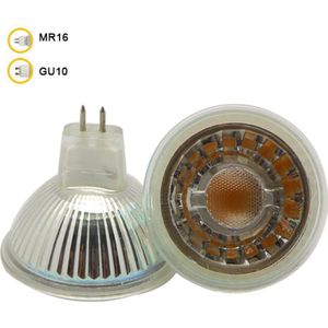 10 stks/partij Dimbare 5 W MR16/GU10 COB LED Spotlight Glas body laagspanning AC/DC 12 warm wit/koud wit indoor gebruik lampen