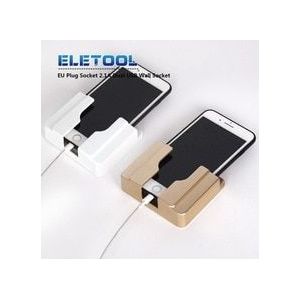 EU Plug Socket 2.1A Dual USB Stopcontact Lader AC/DC Power Adapter Plug Outlet Adapter Plak Houder PN34