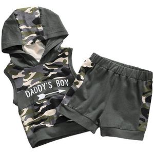 0-24M Pasgeboren Baby Meisjes Jongens Kleding Sets Mouwloze Brief Hooded Vest Tops + Shorts Outfit Kleding Set