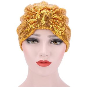 Shining Moslim Hoed Hijab Lady Sequin Beanie Hoofd Sjaal Tulband Elastische Night Cap Motorkap Hoeden Herbruikbare Vrouwen Hoofdband Hoofdtooi