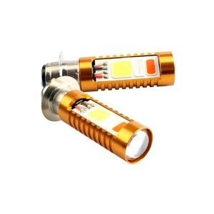 Auto Led Koplamp H4 Dimlicht En Grootlicht Drie-Kleur Cob Koplamp Voor Gy6 Scooter Go Kart 150cc 125cc 50cc