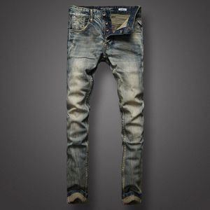 Klassieke Retro Mannen Jeans Slim Fit Denim Knoppen Broek Beroemde Balplein Jeans Mannen Vintage Jeans Homme