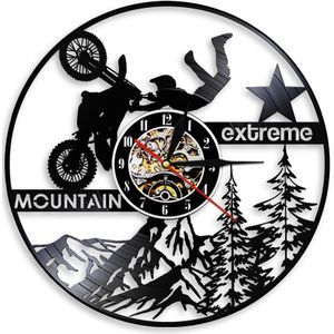 Mountain Extreme Sport Verlichting Led Opknoping Lamp Motorsport Rijden Exclusieve Vinyl Record Wandklok Motor Crossmotor Horloge