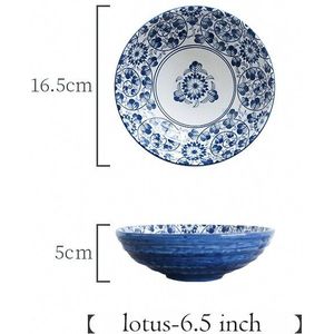 1pc Japanse Kom Ramen Noodle Kom Blauw en Wit Keramiek Servies Salade Rijst Fruit Soepkom 6.5/7.5 /8.5 inch