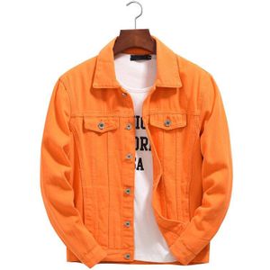 Lente Denim Jas Voor Mannen Oranje Jean Jacket Solid Mannen Jassen Regular Fit Jeans Jas Fashions Chaqueta Vaquera,8811