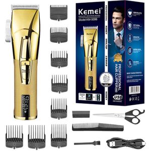 Kemei Professionele Tondeuse Voor Mannen Verstelbare Elektrische Baard Trimmer Oplaadbare Kapper Machine Cordless Metalen Handvat