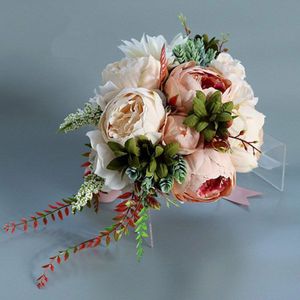 Waterval Roze Romantische Bruiloft Boeket Bruiloft Decoraties Kunstmatige Paars Pioen Bloem Bouque De Noiva Bridal Accessoires