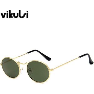 Retro Classic Oval Zonnebril Voor Vrouwen Unisex Metalen Frame Vintage Geel Groen Lenzen Zonnebril Mannen UV400