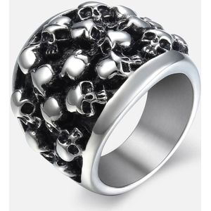 Zware Schedels Ringen Voor Mannen 316L Rvs Gothic Punk Zwart Zilver Kleur Tone Mens Ring Halloween Sieraden Accessoires HR31
