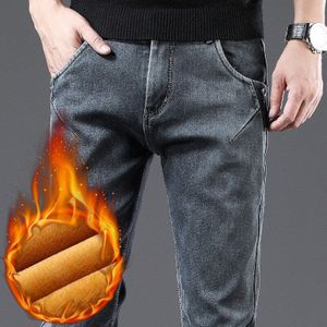 Winter Mannen Warme Jeans Klassieke Stijl Dikker Denim Elastische Slim Fit Black Jean Broek Mannelijke Casual Business Grijs Broek, 685