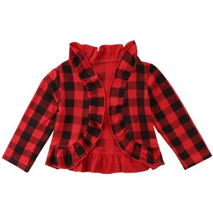 Pasgeboren Peuter Baby Meisjes Geul Kids Lange Mouw Jas Ruche Katoen Herfst Meisjes Plaid Kleding