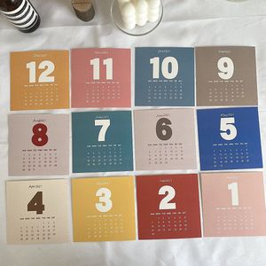 Ins Kleur Digitale Kalender Kaart 12 Lakens Eenvoudige Stijl Jaar Cadeau Postkaart Office Desktop Achtergrond Creatieve Kalender