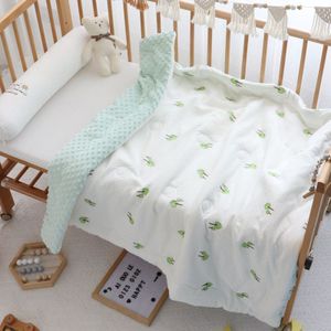 Wieg Quilts Baby Dekbed Kind Peuter Bed Linnen Sprei Mousseline Katoen Minky Deken Kleuterschool Cot Beddengoed Leuke 120x150cm